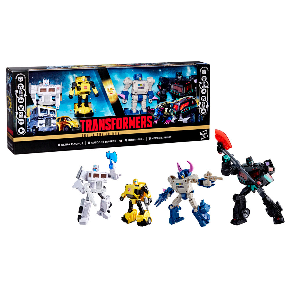 Bumper, Ultra Magnus, Horri-Bull & Nemesis Prime Deluxe & Voyager Klasse 14,5-17,5cm Age Of The Primes