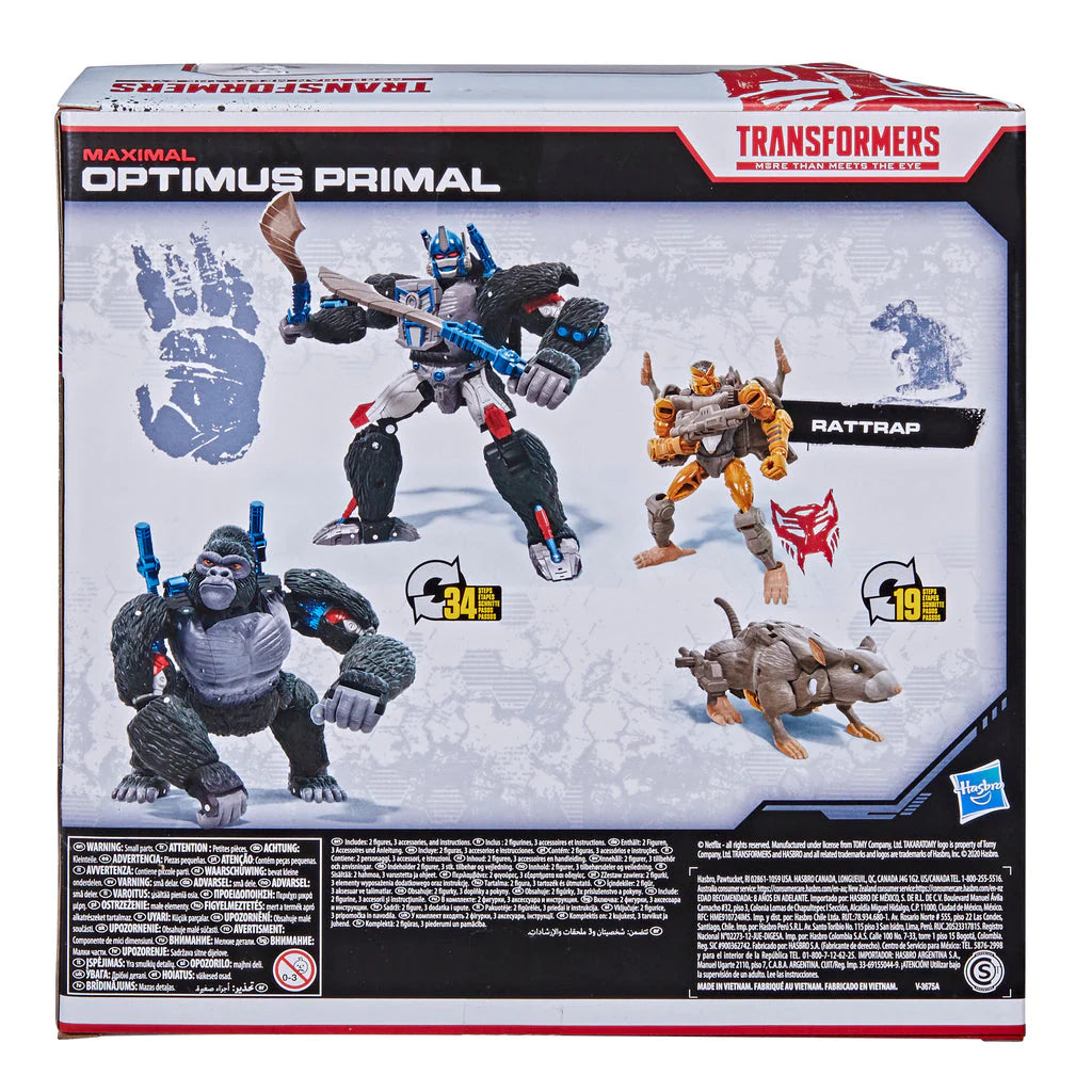 Optimus Primal und Rattrap Leader Class Netflix War For Cybertron