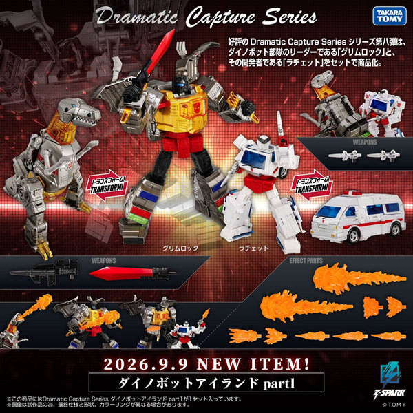 Grimlock & Ratchet G1 21.5 cm Dramatic Capture Series Dinobot Island part 1