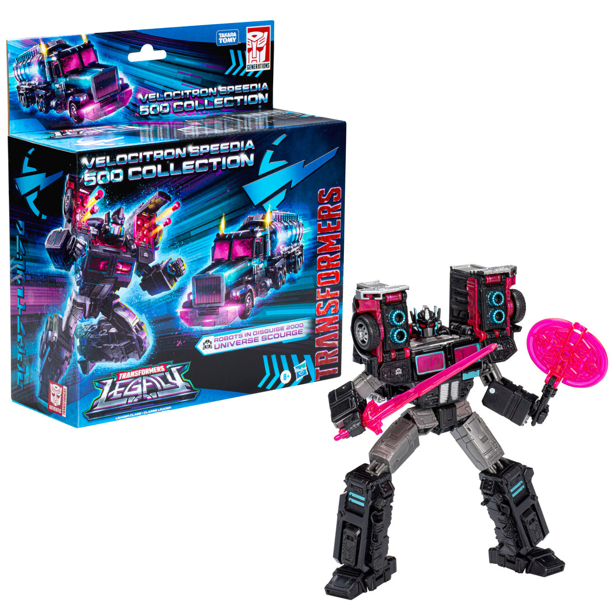 BESCHÄDIGT 2 Scourge Leader Class 23cm Robots in Disguise 2000 Universe Legacy Velocitron Speedia 500