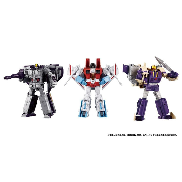 Pacote Triplo Takeover Starscream Blitzwing & Astrotrain Série de Captura Dramática Takara Tomy DCS-3