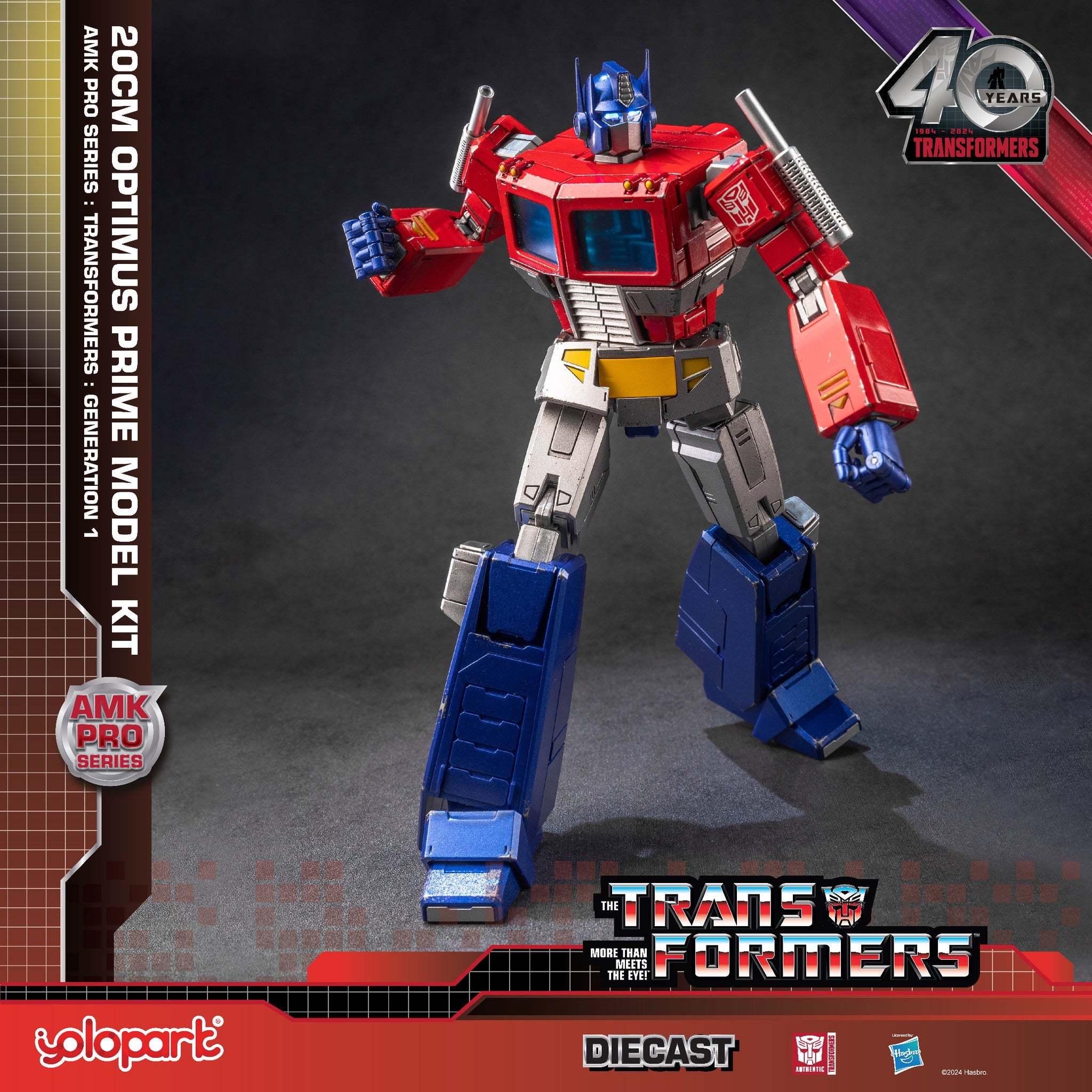 YOLOPARK Optimus Prime Transformers G1 – Action Figure 20 Cm, 35 Punti Snodo, Con Armi Ed Effetti Luce, Modello Da Collezione