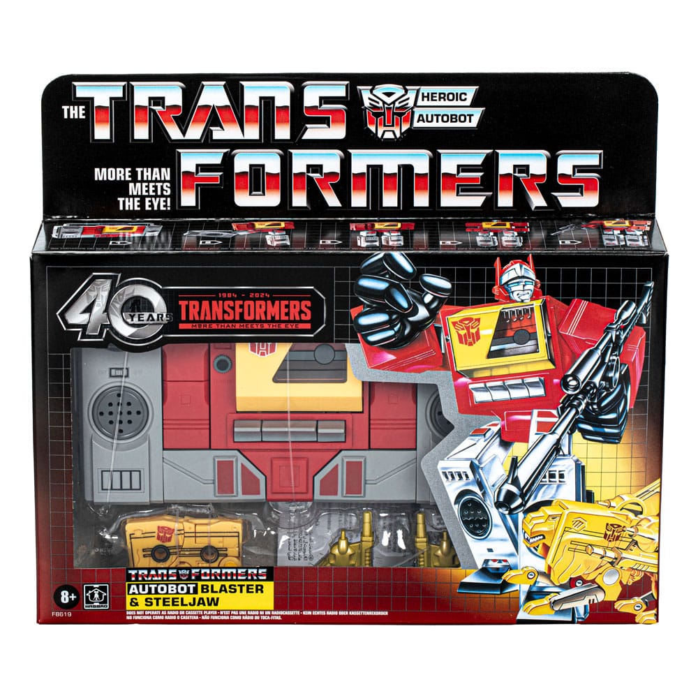 Retro Autobot Blaster & Steeljaw Die Transformers 18 cm